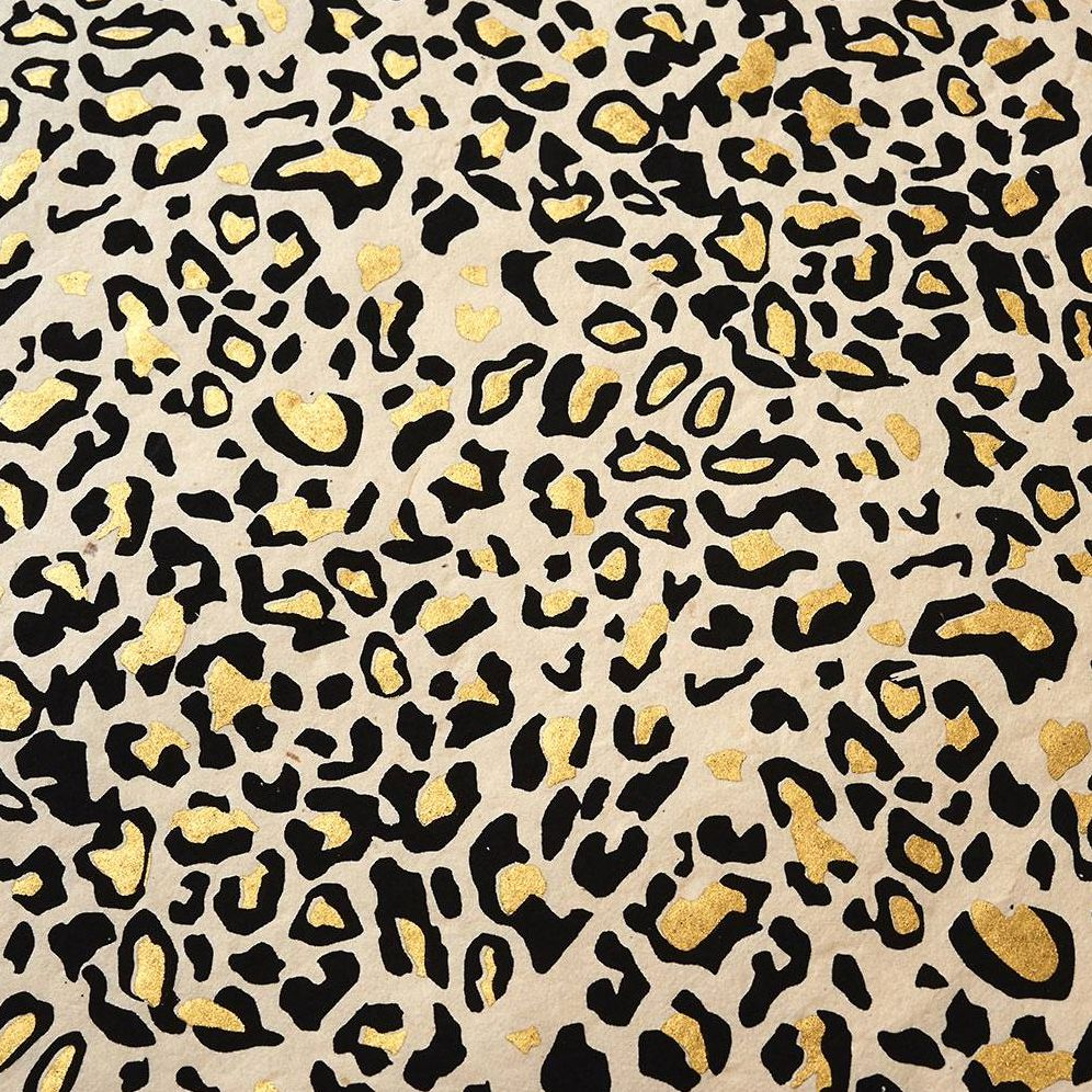 Gold Foil Cheetah Print On Cream Handmade Paper