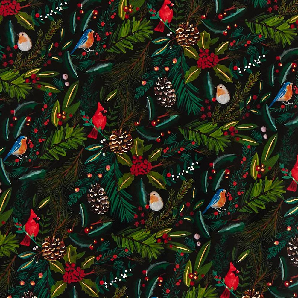 Holly Birds Wrapping Paper