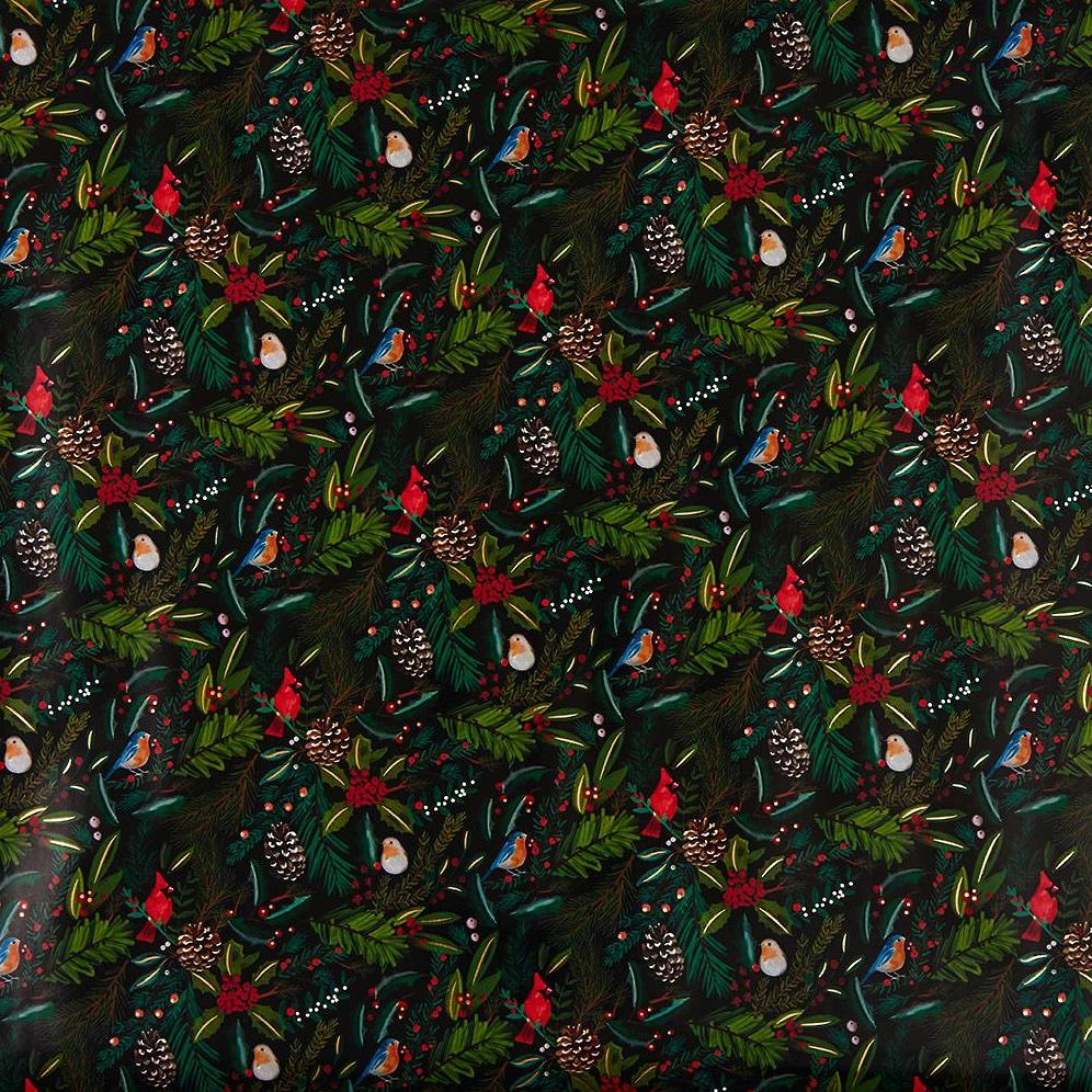 Holly Birds Wrapping Paper