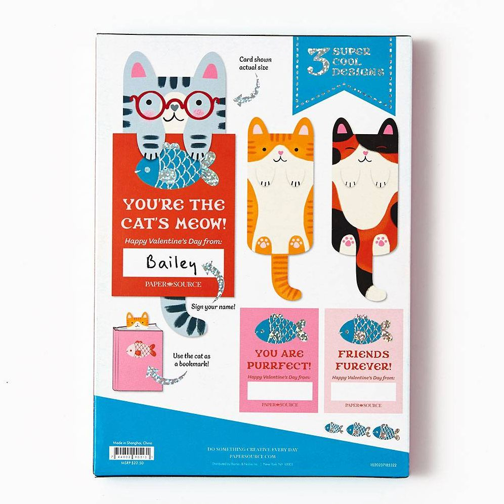 Cat Bookmarks Classroom Valentine Card Set