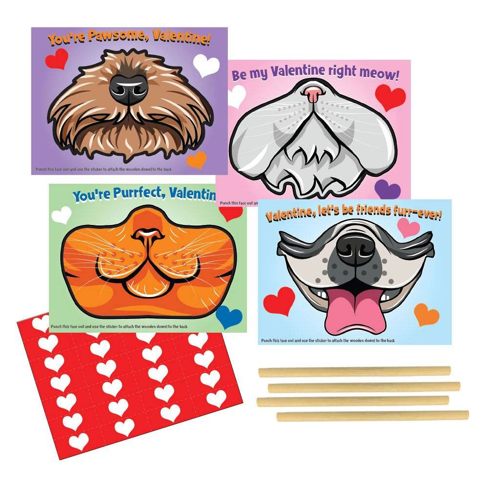 Funny Face Pet Mask Valentine Card Set