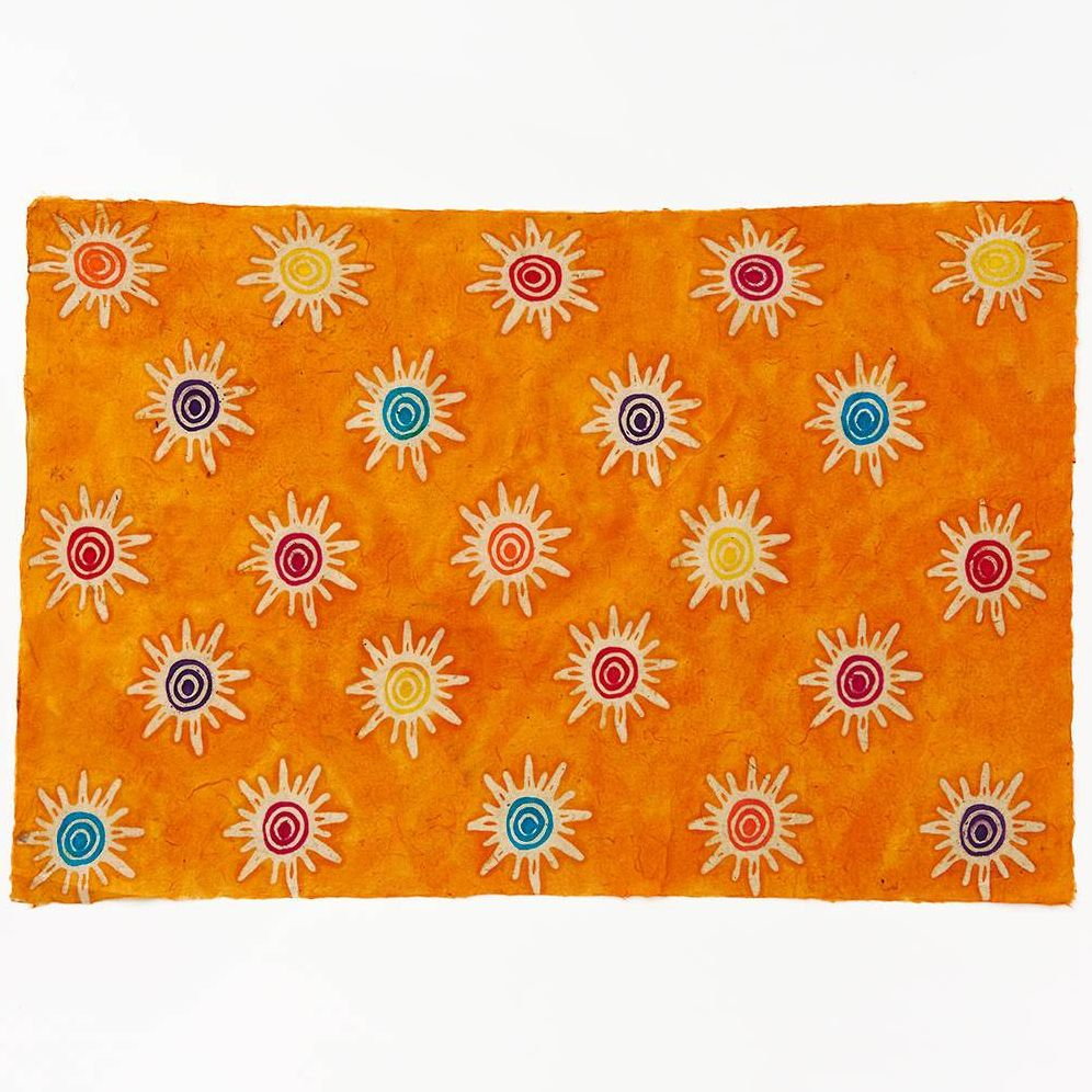 Multi Color Suns On Orange Handmade Paper