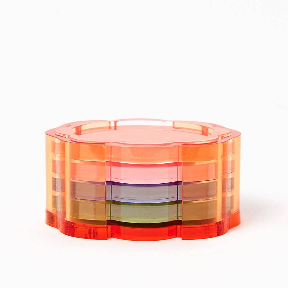 Bright Acrylic Flower Coasters With Holder