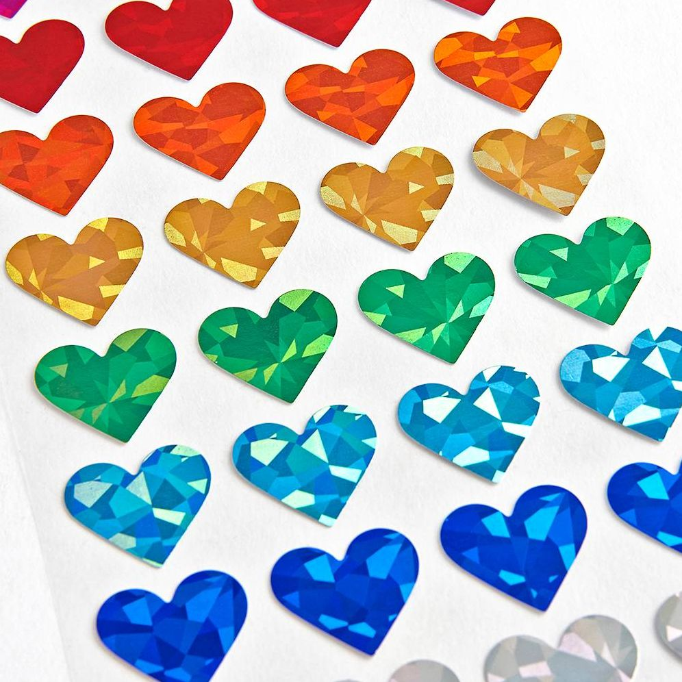 Colorful Holographic Heart Stickers