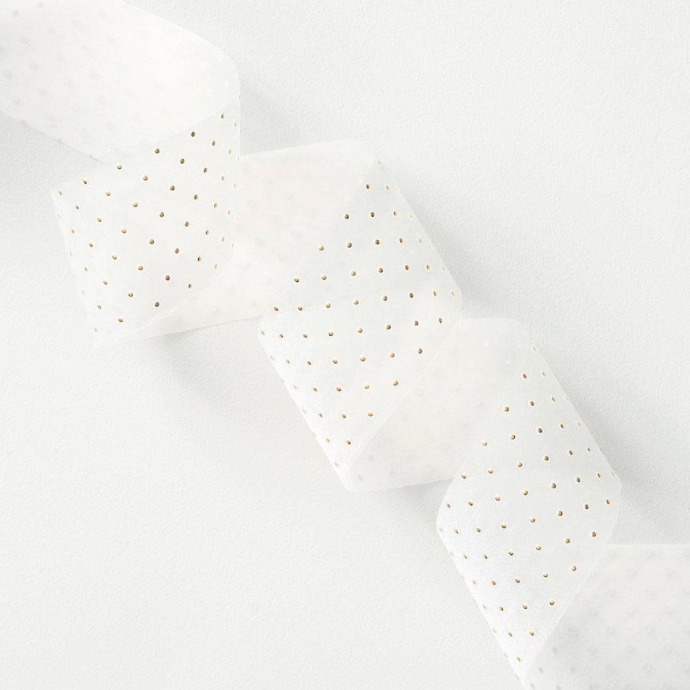 Crystal Sheer with Gold Dots 1.5" 10yds