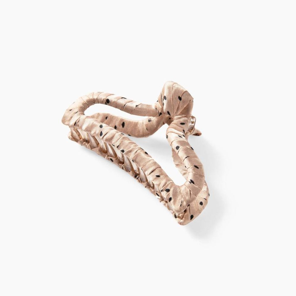 Dotted Satin Wrapped Hair Clip