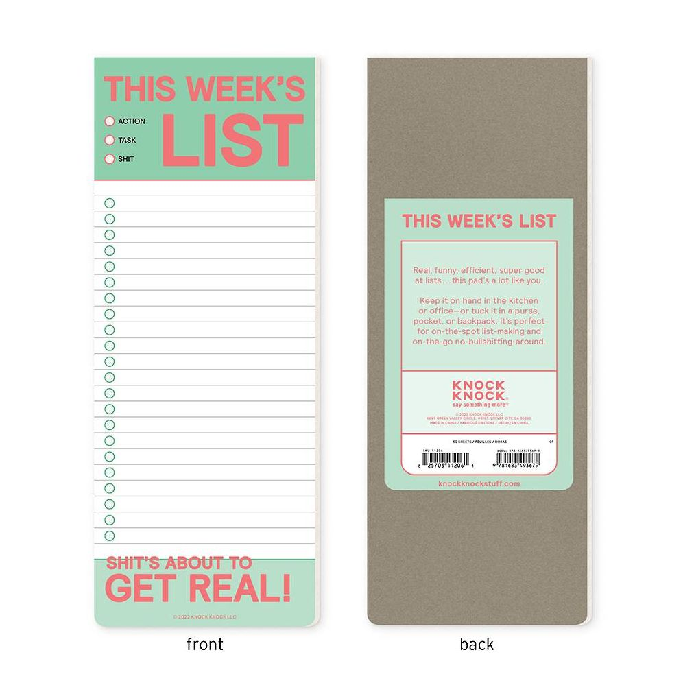 This Week's List Make-a-List Pad