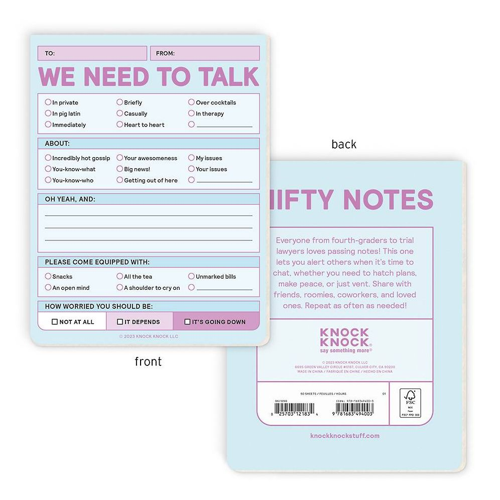 We Need to Talk Pad Knock Knock Nifty Notes (Pastel Version)