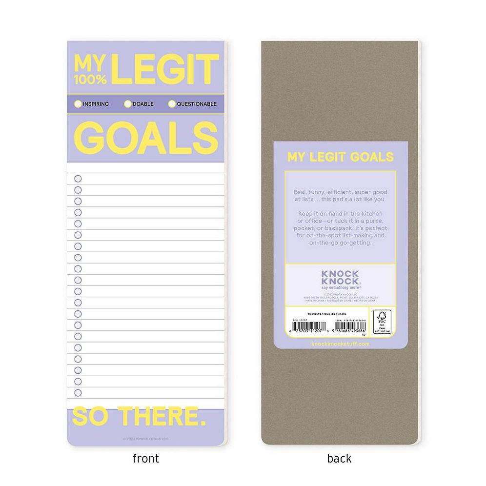 My Legit Goals Make-a-List Pad