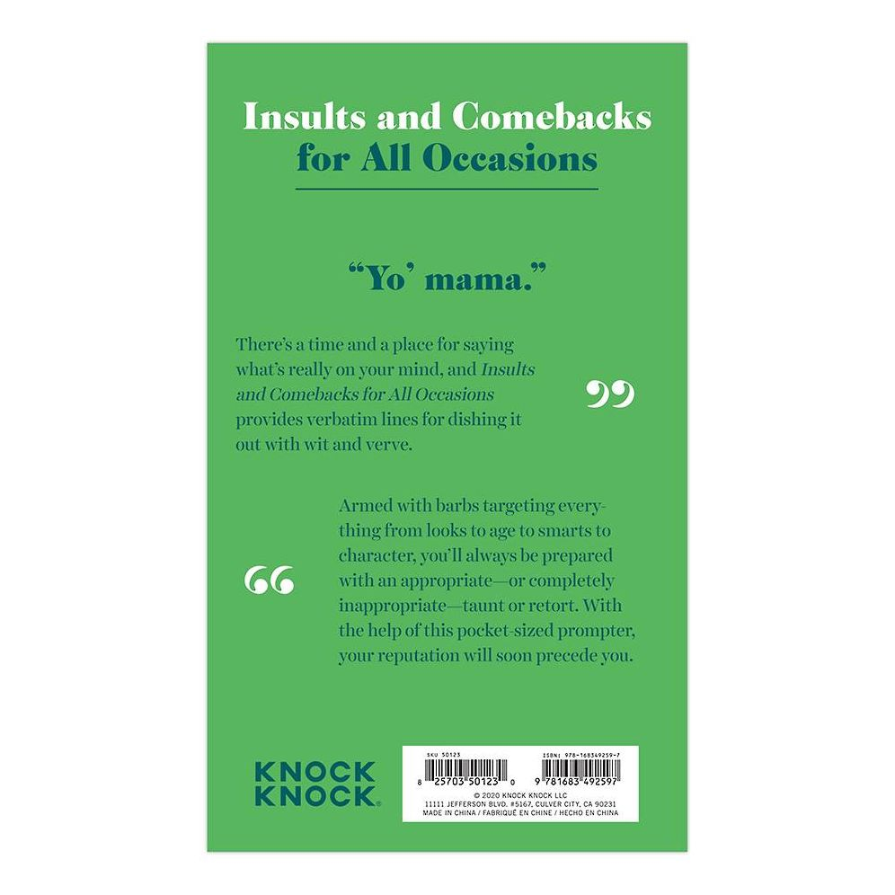 Insults & Comebacks Lines For All Occasions: Paperback Edition