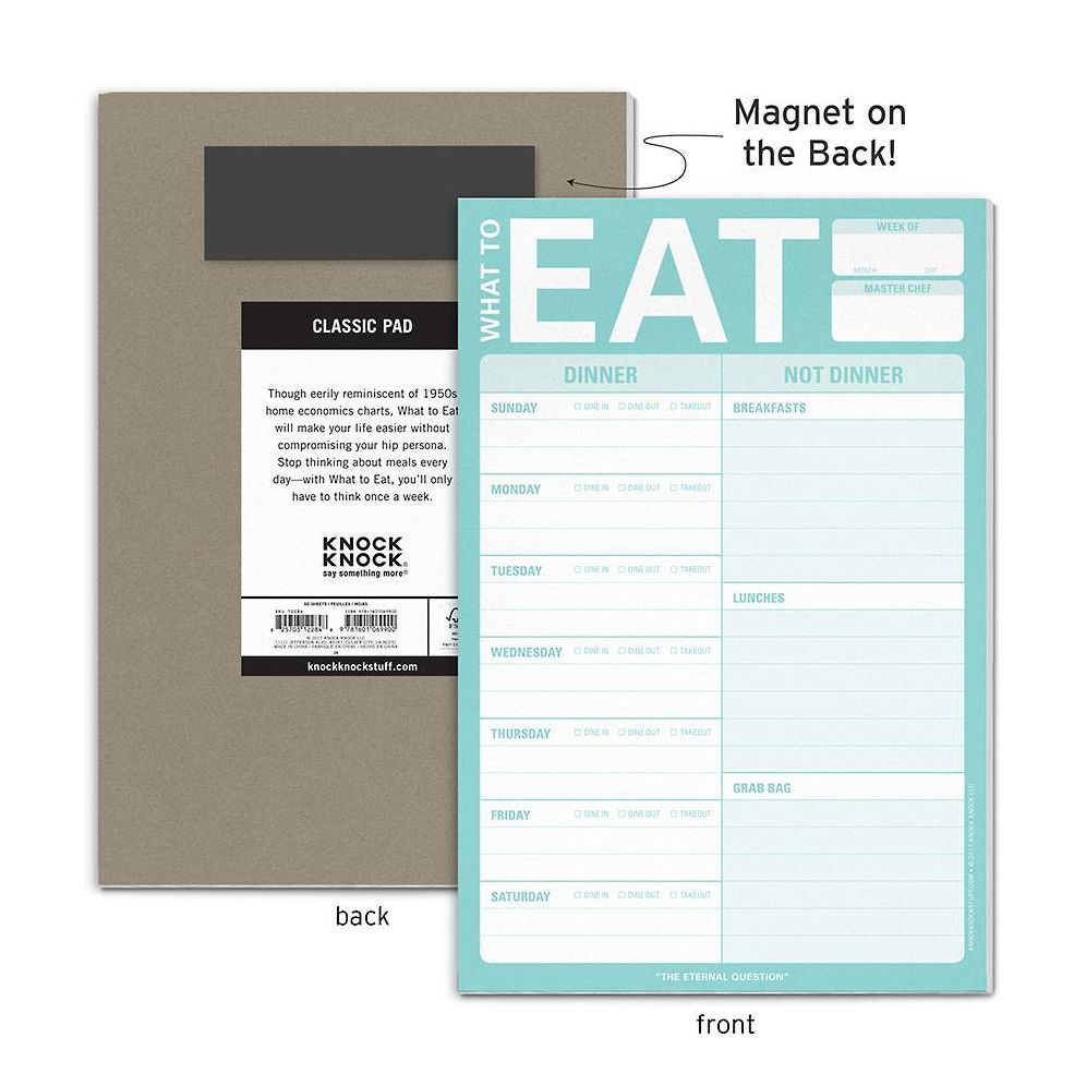 What to Eat Knock Knock Pad with Magnet (Mint Green)