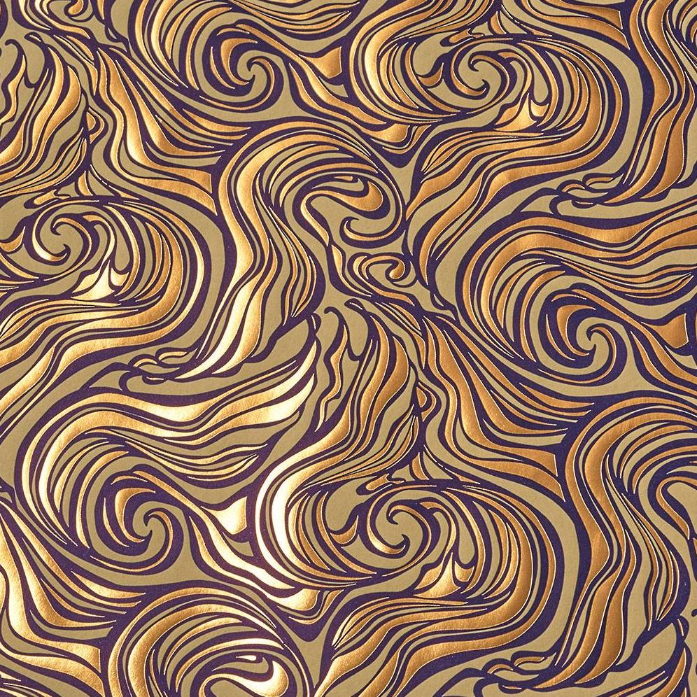 Gold Wavy Marble on Honey Handmade Paper