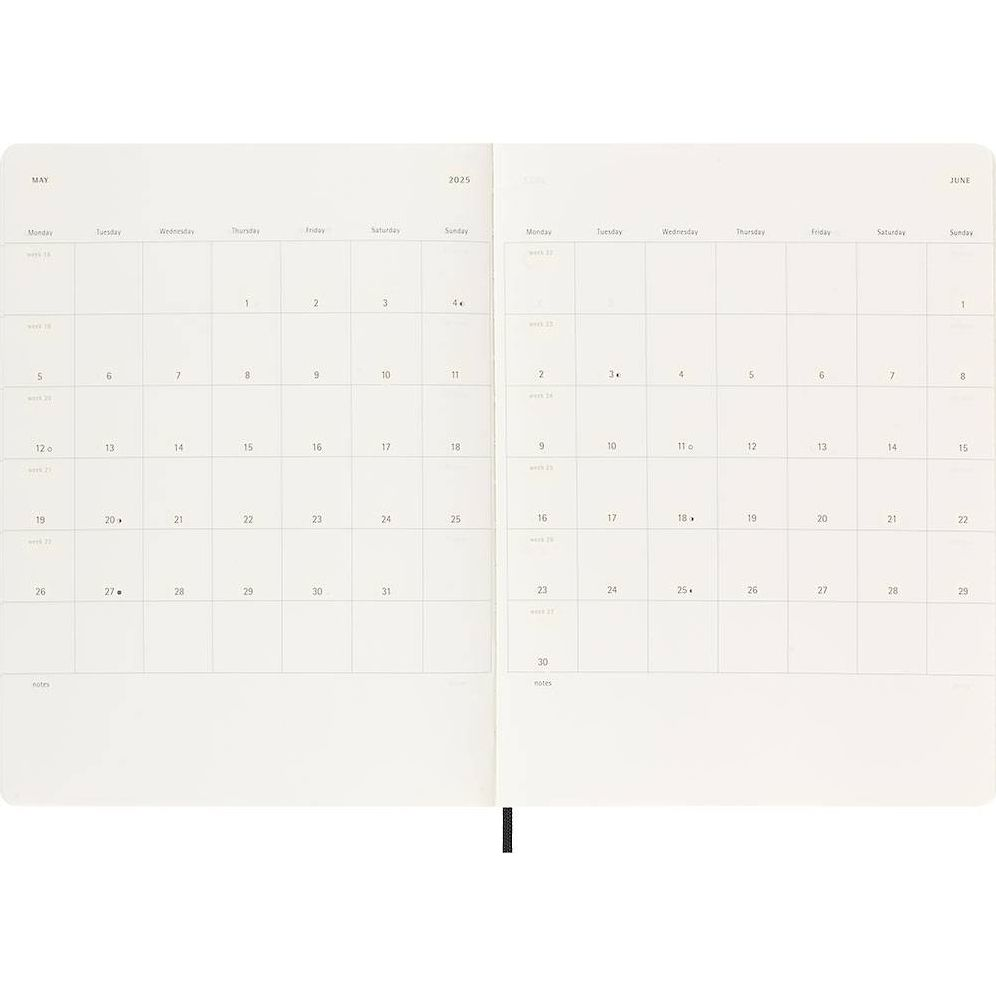 Moleskine Classic 18 Month 2024-2025 Weekly Planner, Soft Cover, XL (7.5" x 10"), Black, 208 pages