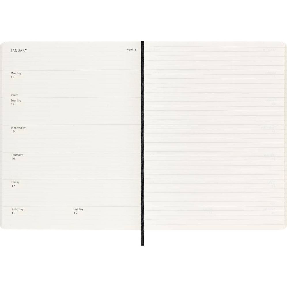 Moleskine Classic 18 Month 2024-2025 Weekly Planner, Soft Cover, XL (7.5" x 10"), Black, 208 pages