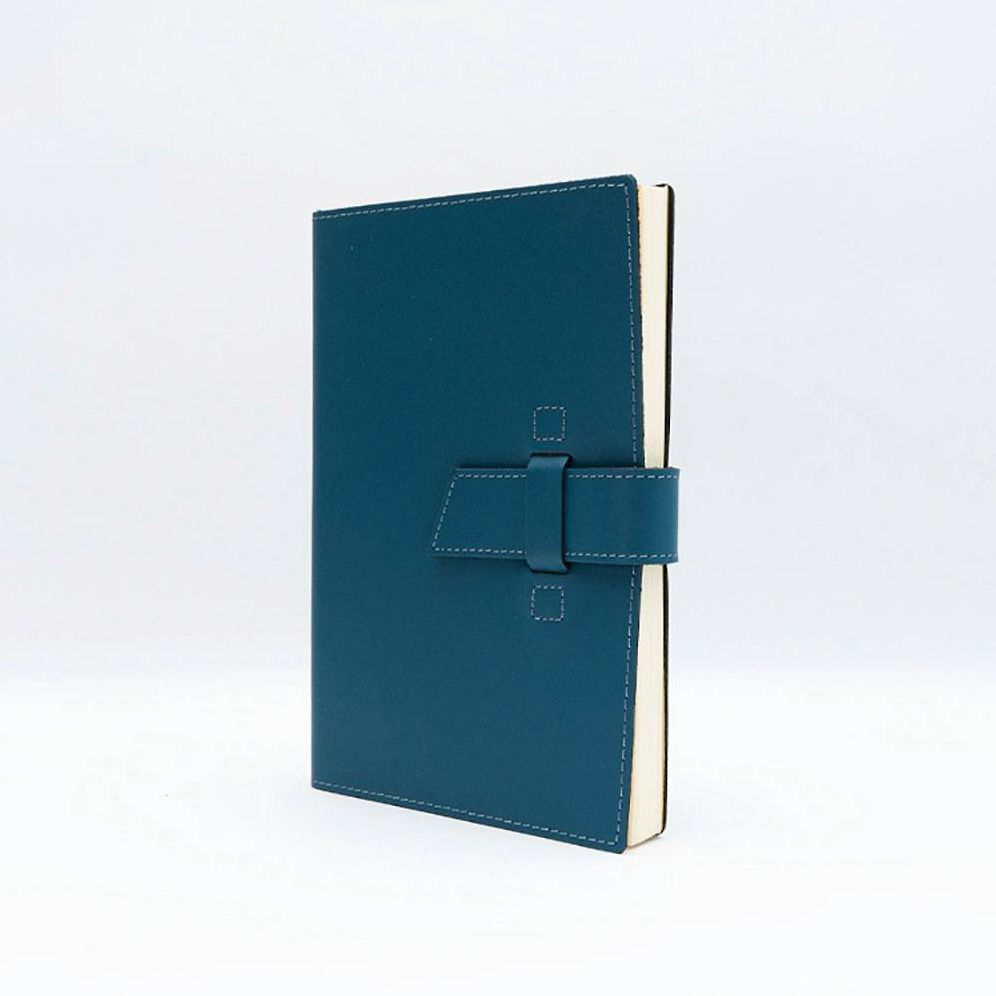 Blue Leather Journal with Leather Flap Closure and Lined Pages