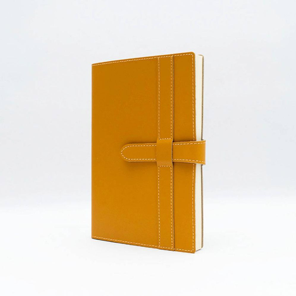 Yellow Leather Journal with Leather Flap Closure and Lined pages