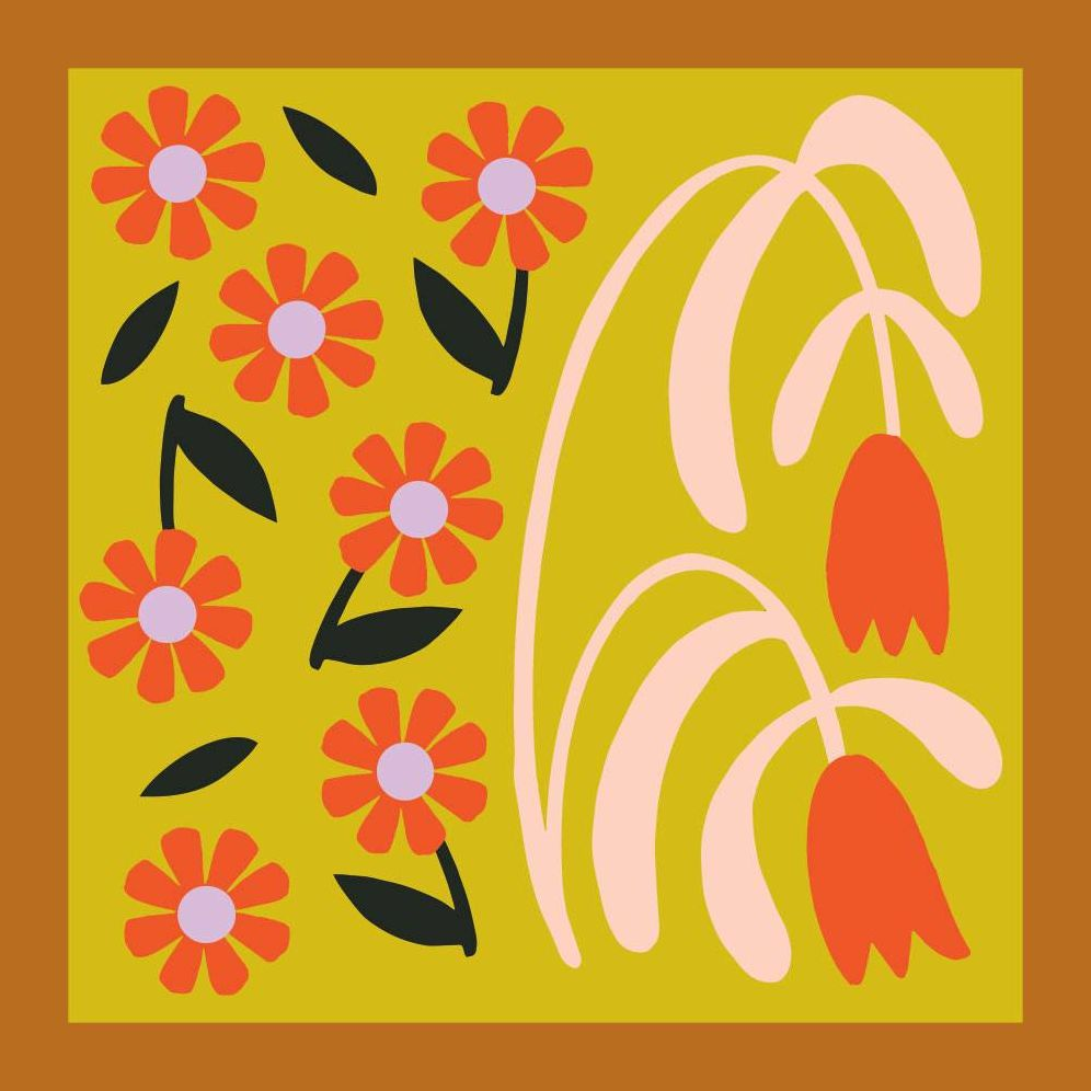 Abstract Floral Set of 4 Cube Puzzle