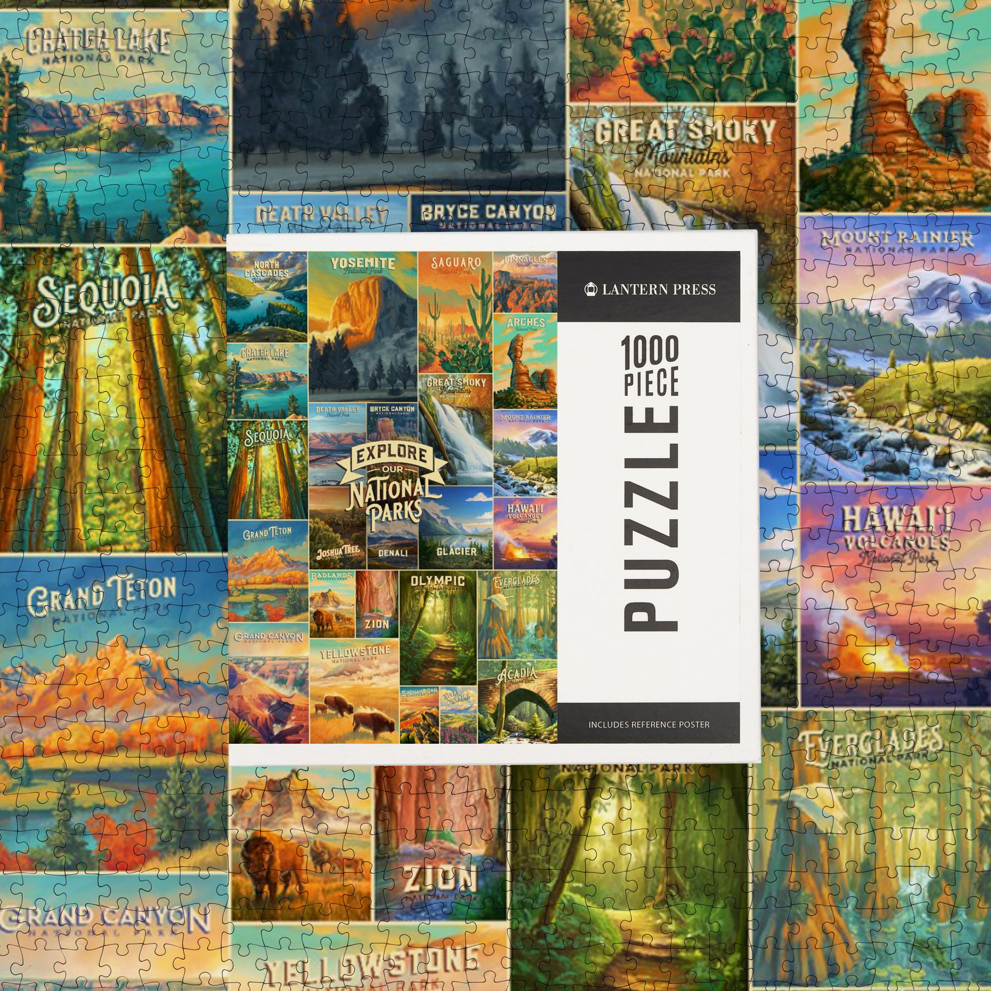 National Parks Oil Painting Collage 1000 Piece Puzzle