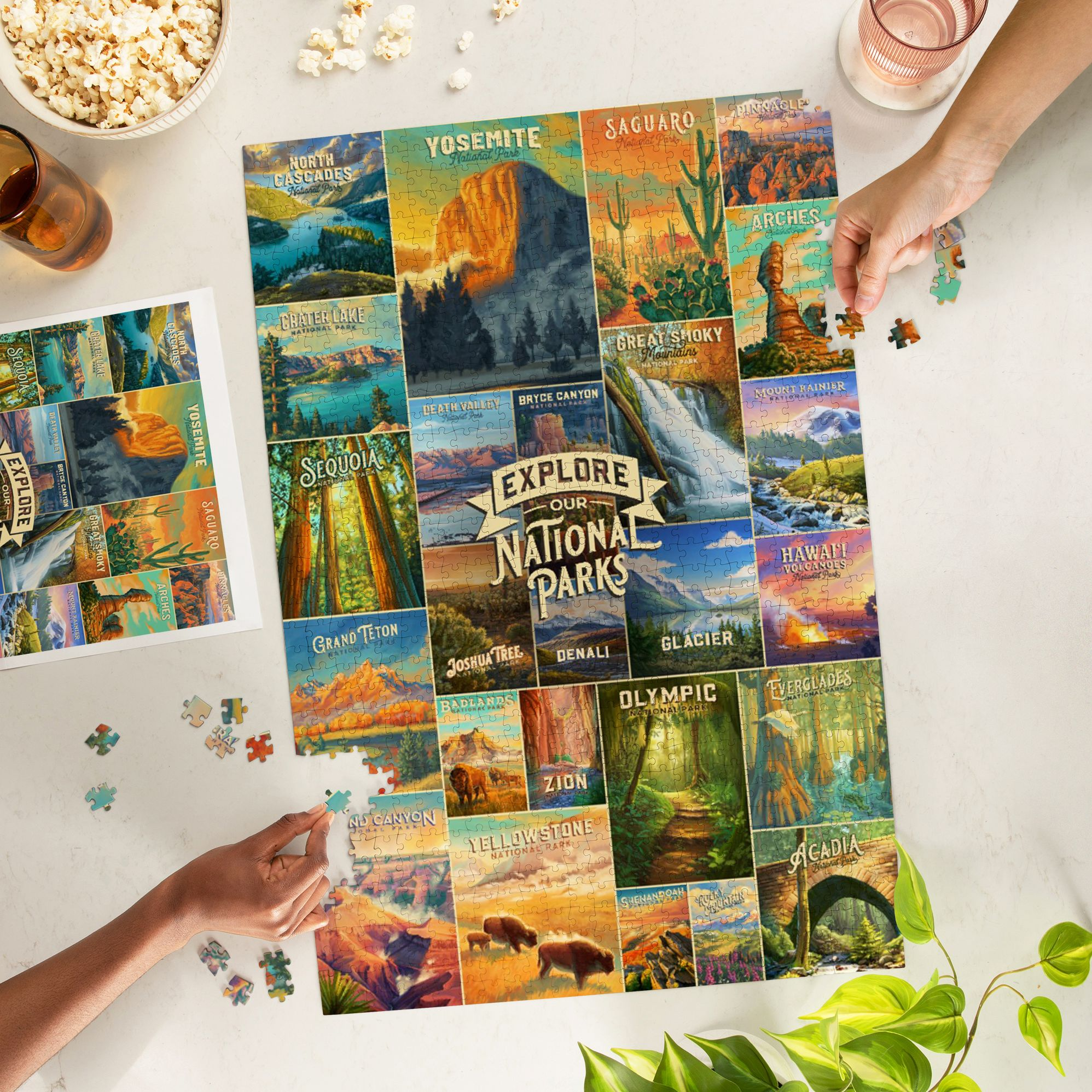 National Parks Oil Painting Collage 1000 Piece Puzzle