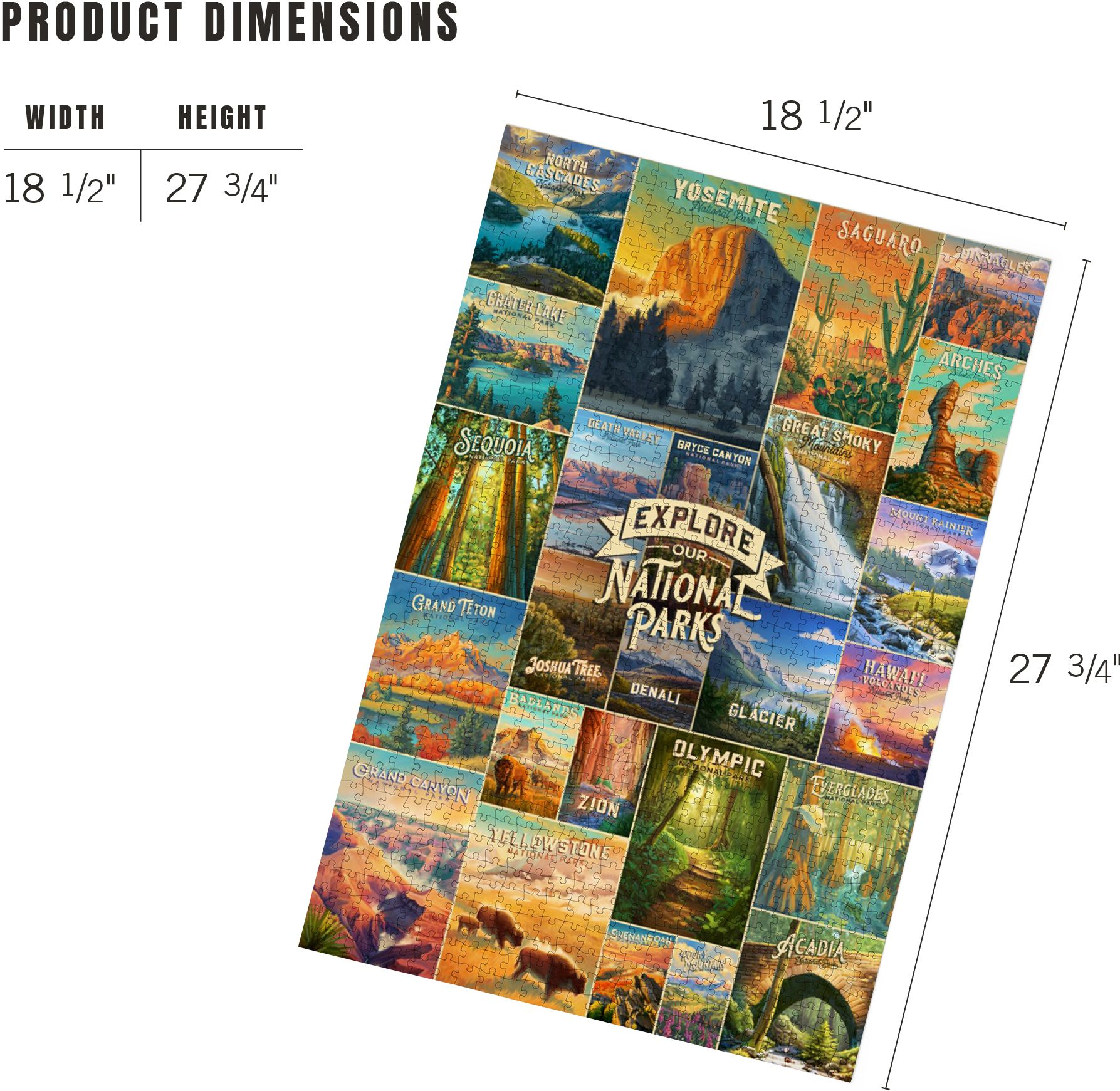 National Parks Oil Painting Collage 1000 Piece Puzzle