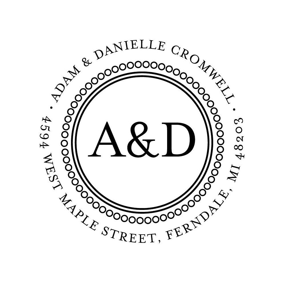 Classic Pearl Circle Monogram Custom Stamp and Stamp Tool