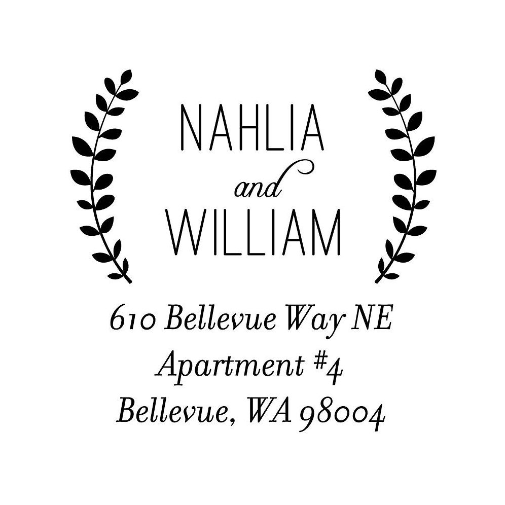 Laurel Branches Couple Custom Stamp and Stamp Tool