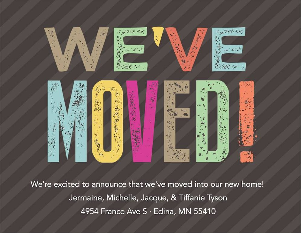 Colored Press Type Moving Announcement