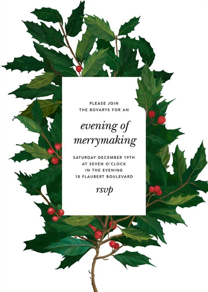English Holly Invitation