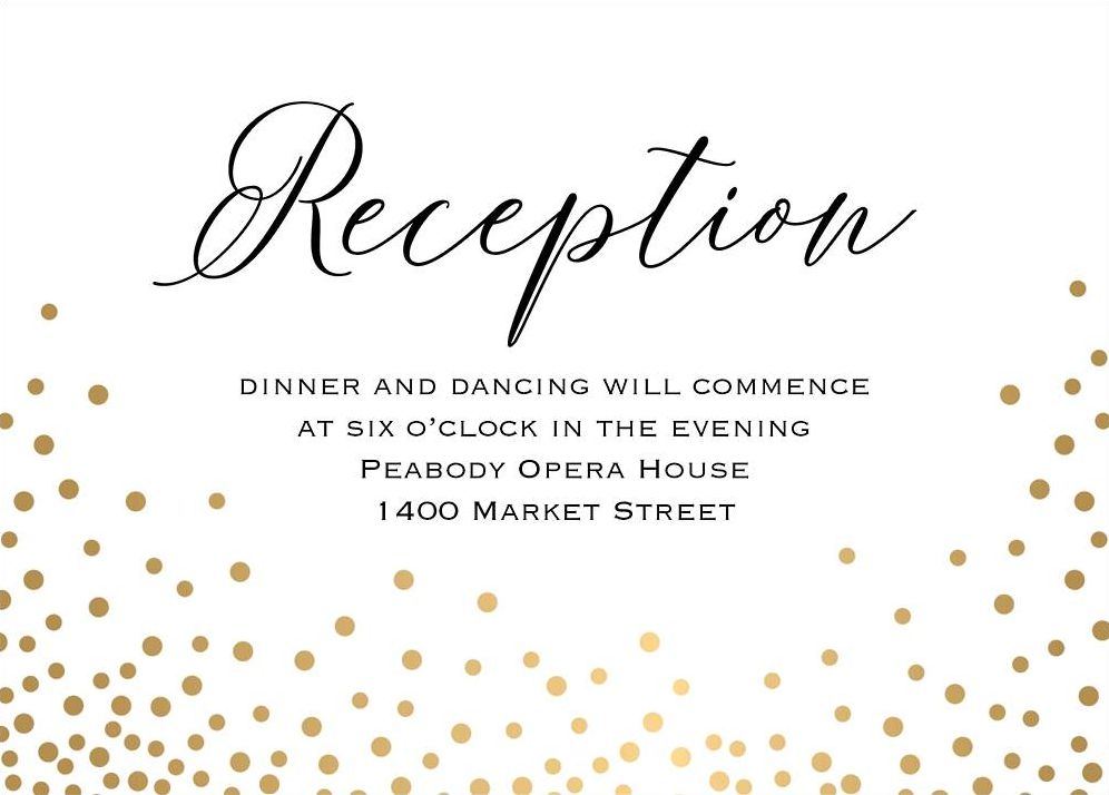 Champagne Wedding Reception Card