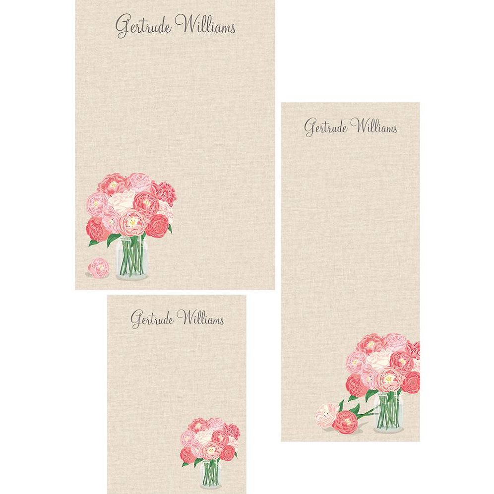 Jar Peonies Mixed Personalized Notepads