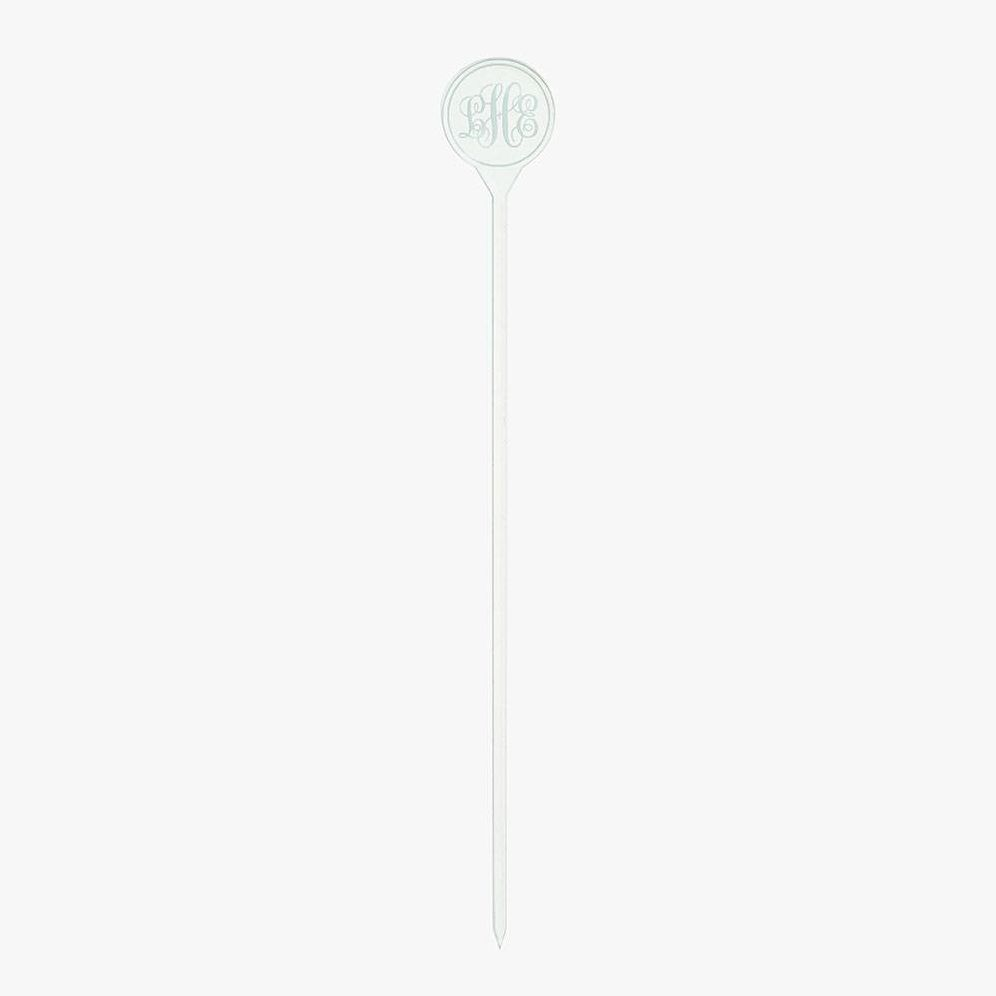 Clear Green Engraved Monogram Skewers