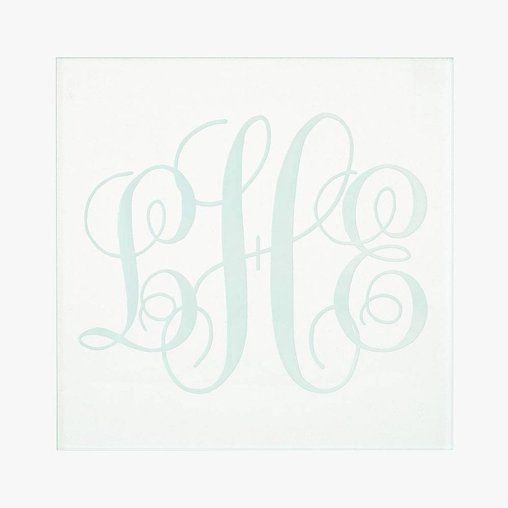 Clear Green Engraved Monogram Coasters