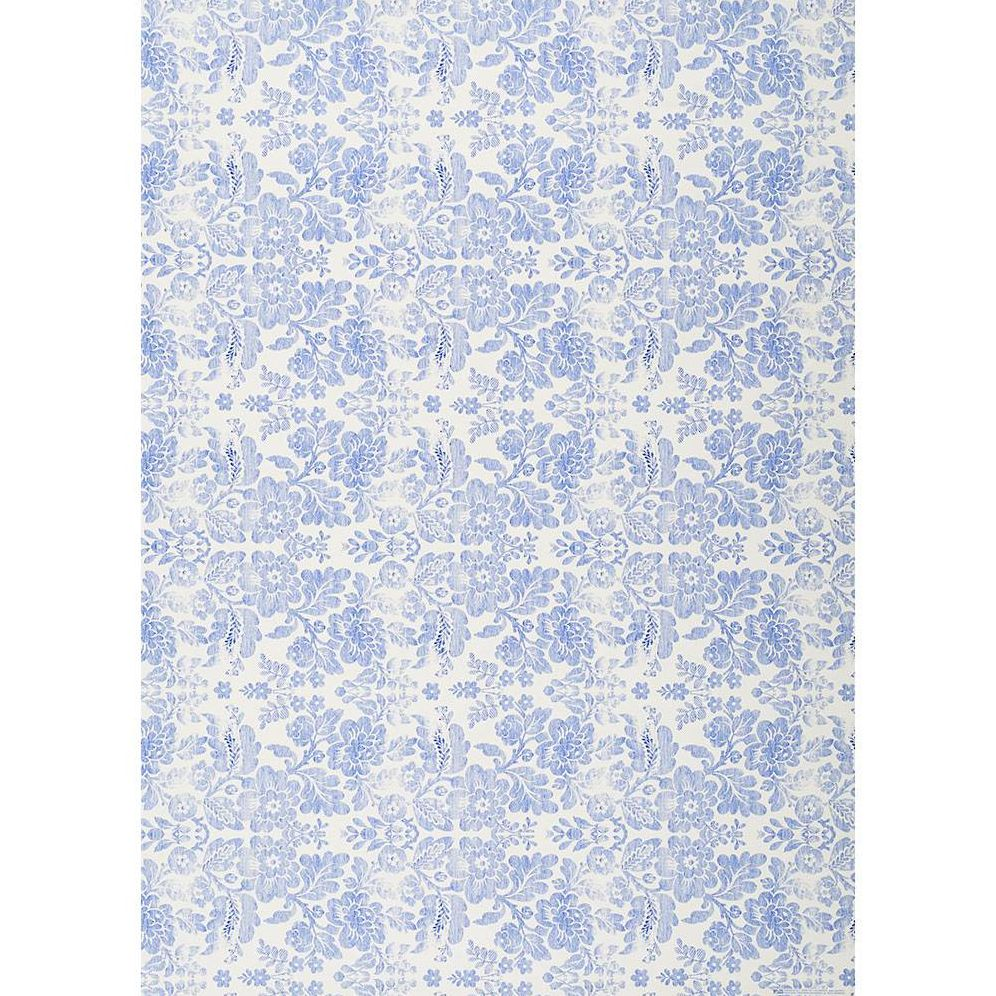 Distressed Blue Floral on White Handmade Paper