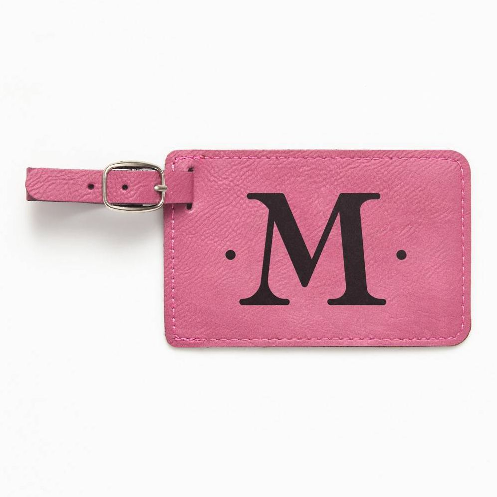 Single Initial Monogram Pink Luggage Tag | Paper Source
