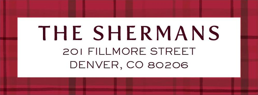 Cozy Watercolor Red Plaid Holiday Return Address Label