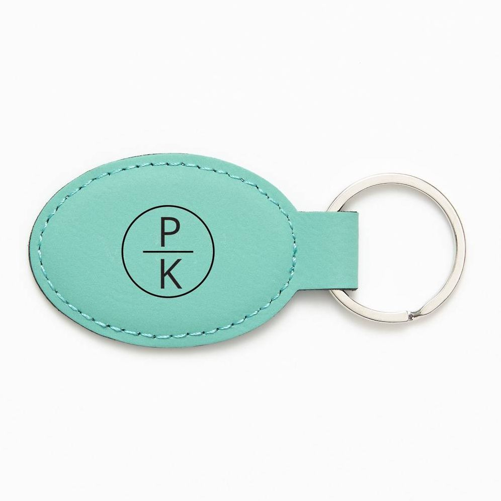 Split Monogram Teal Key Fob