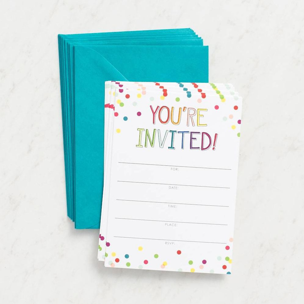 You're Invited Rainbow Confetti Fill-in Invitations | Paper Source, image size:996x996