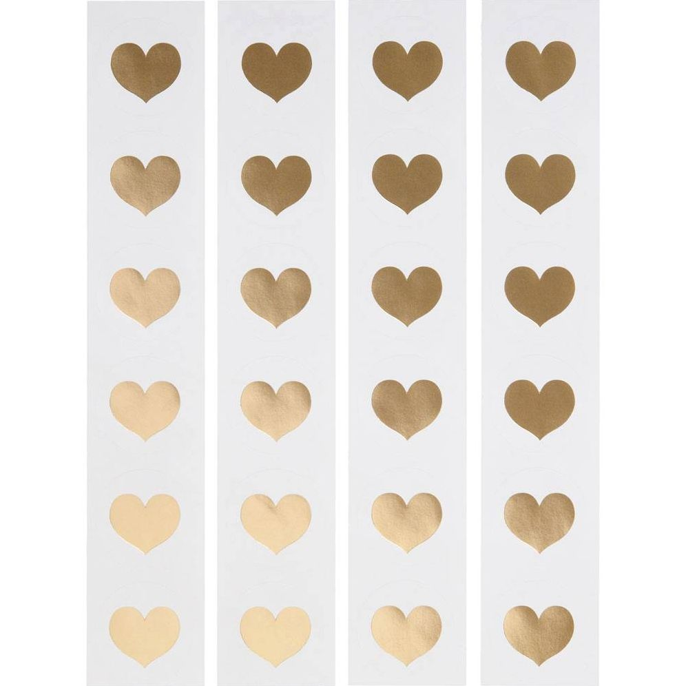 Gold Foil Heart Circle Stickers