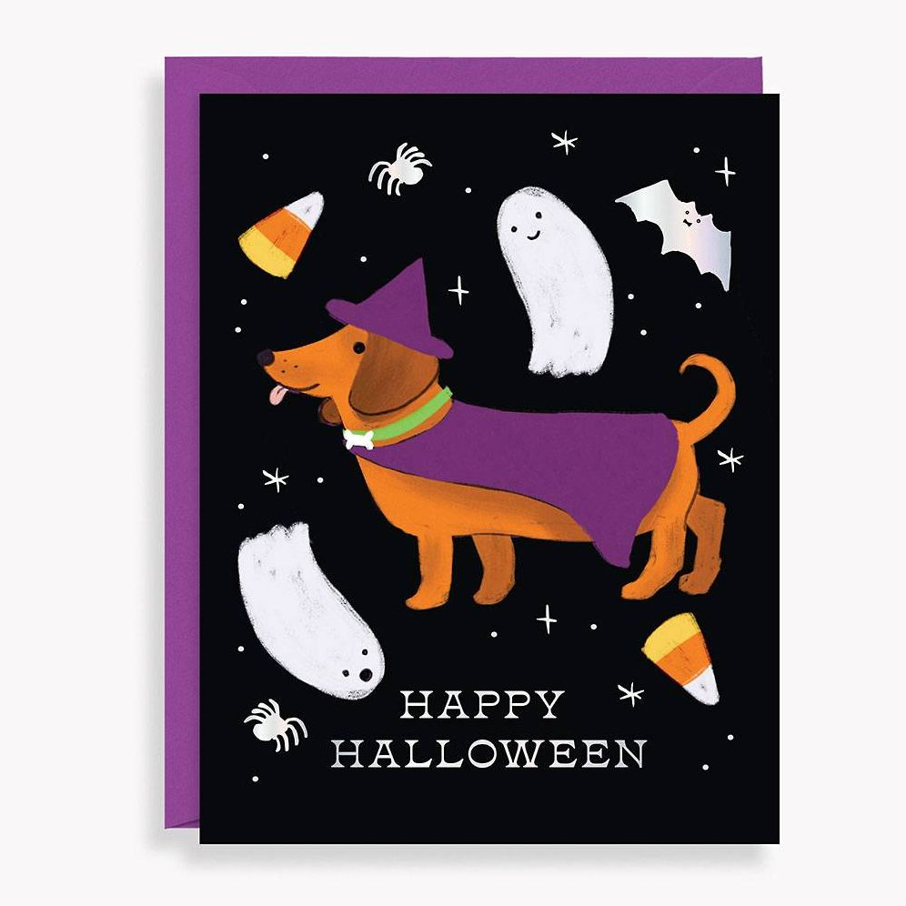 Weiner Dog Happy Halloween Card