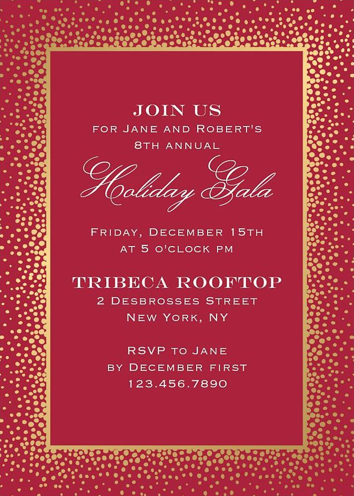 Champagne Border Holiday Party Invitation