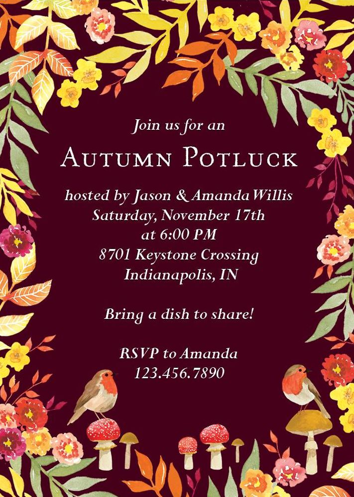 Autumn Floral Party Invitation