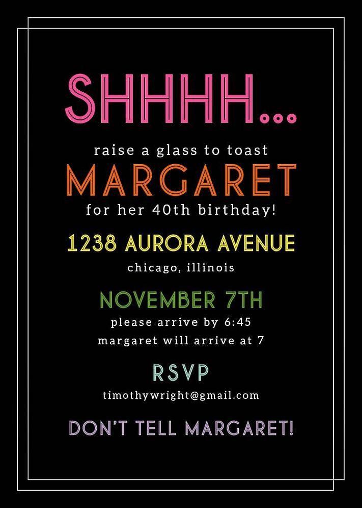 Shhhhh Birthday Party Invitation