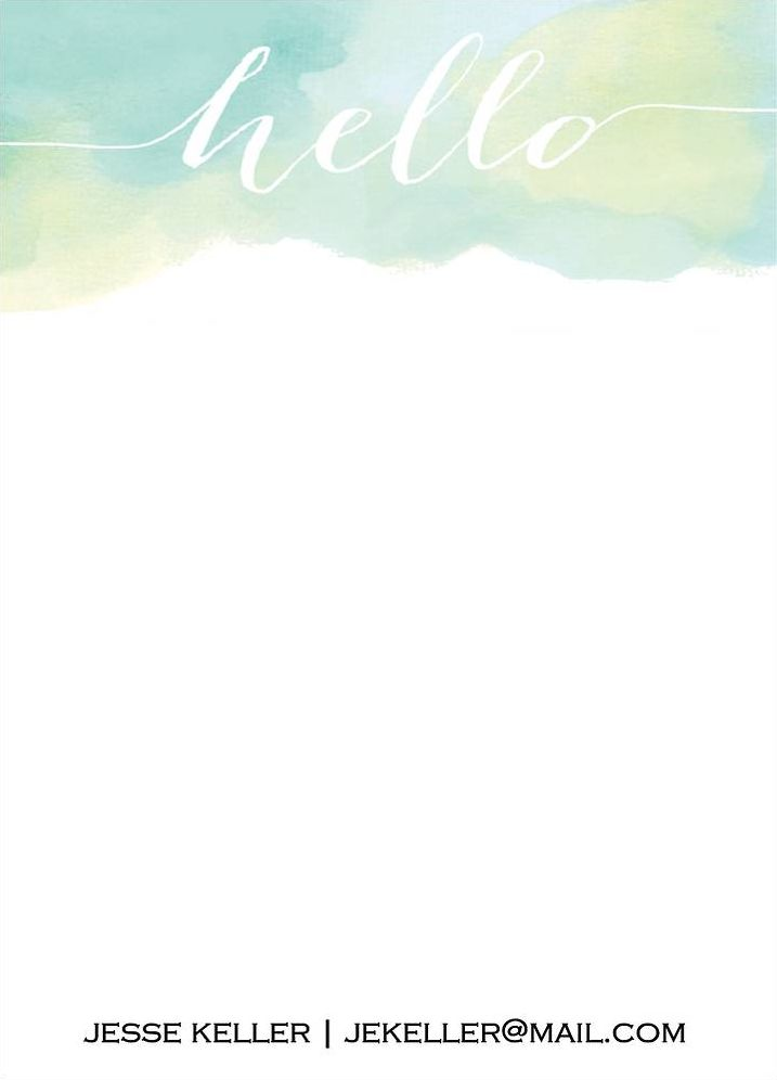 Watercolor Hello A6 Stationery