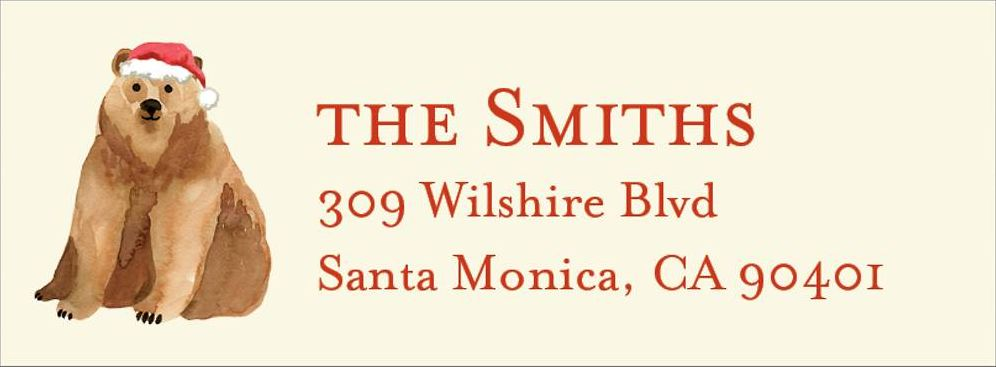 Beary Christmas Return Address Label