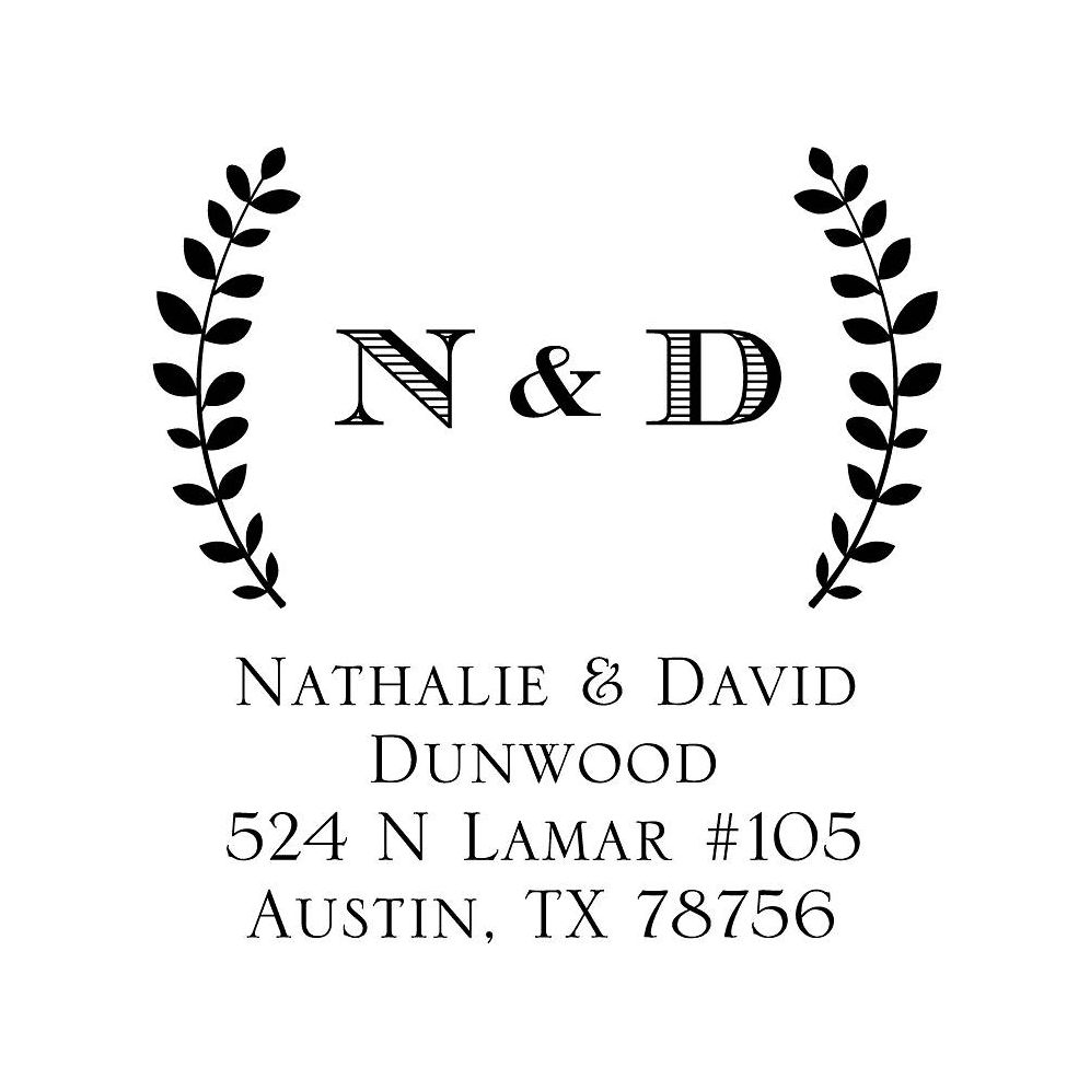 Laurel Branches Initials Custom Stamp and Stamp Tool