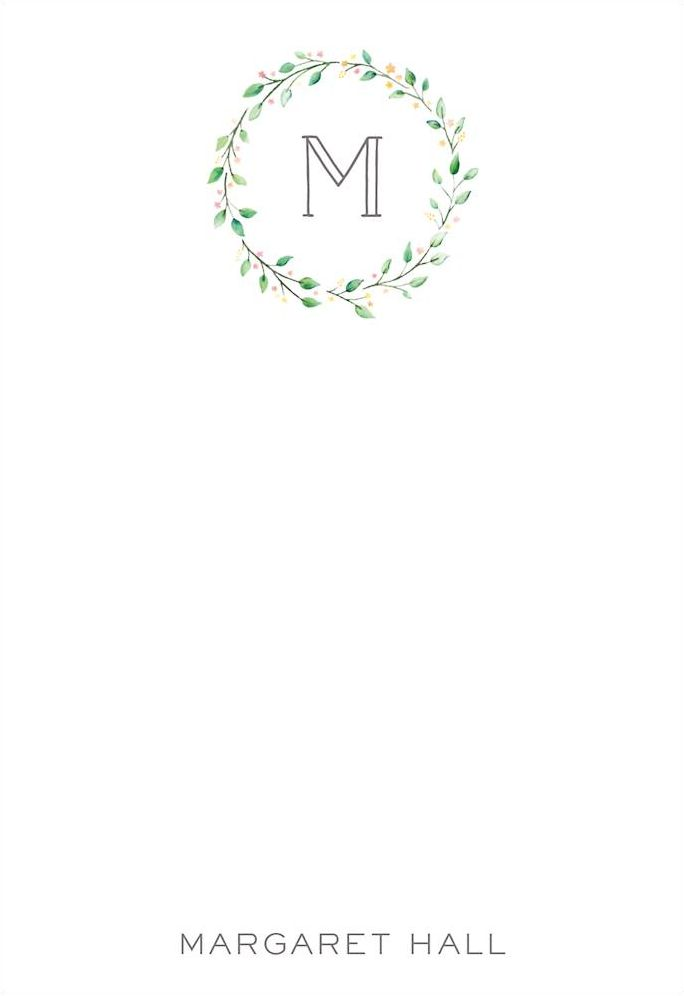Monogram Wreath Personalized Notepad Set