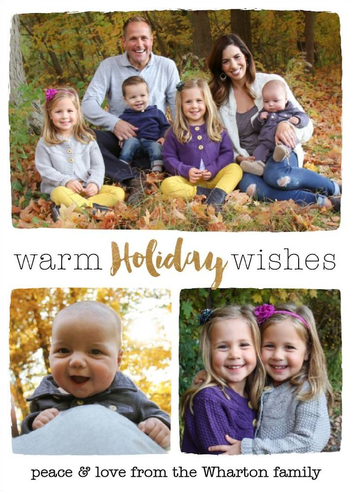 Warm Holiday Wishes 3 Holiday Multi-Photo Card