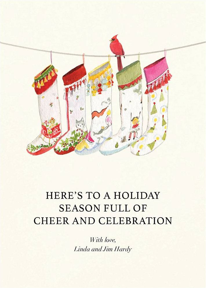 Cardinal Stockings Holiday Card