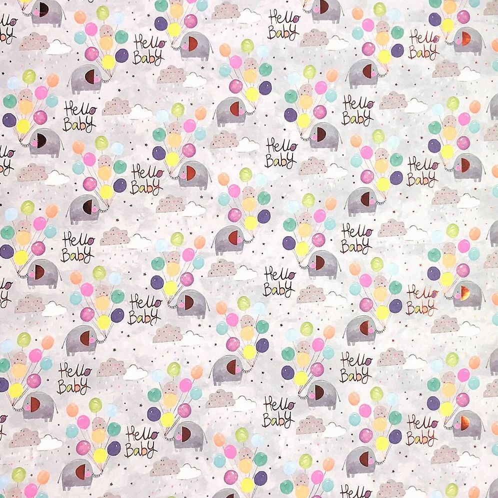 Hello Baby Elephant Flat Wrap