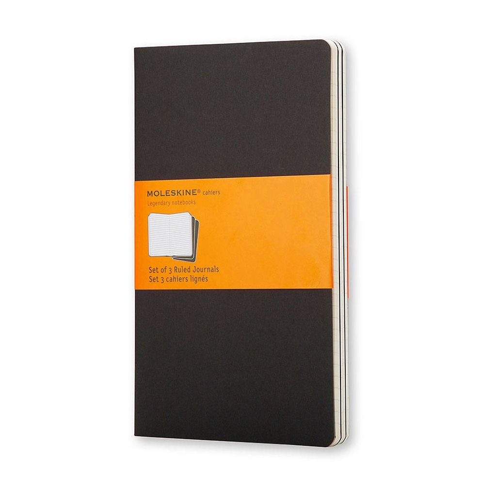 Moleskine Cahier Journal (Set of 3), Pocket, Ruled, Black, Soft
